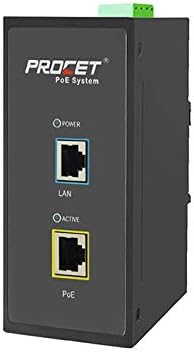PROCET 10 Gbps Gigabit PoE++ Injector Din Rail, 60W Industrial Adapter with Wide Temp -40°F to 149°F, 6KV Surge Protection, AC/DC Input, IEEE802.3af/802.3at/802.3bt, PT-PSE105GB-AC-10