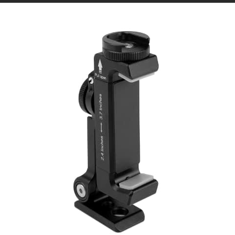 Metal Phone Tripod Mount w Rotatable Cold Shoe for Micphone Easy Use,Compatible with iPhone Tripod Adapter, Cell Phone Mount Holder,Hot Video Creater Vlogging Rig