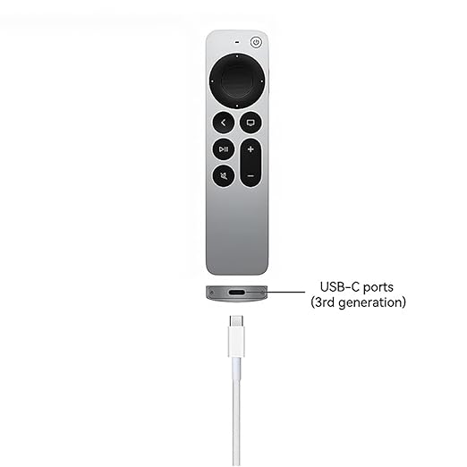 Woven TV Remote USB C Charger Cable for Apple TV Remote 3rd Gen/4th Gen, Siri Remote 3rd Gen, [MFi Certified] USB A to USB-C Cord Fast Charging for Apple/Samsung Smart TV Remote Control - White