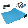 RubberStat Dual Layer ESD Compliant Workstation Rubber Table Mat Kit, Soldering, Cell Phone Repair, with Wrist Strap Set and Ground Cord - 30"x36" Blue