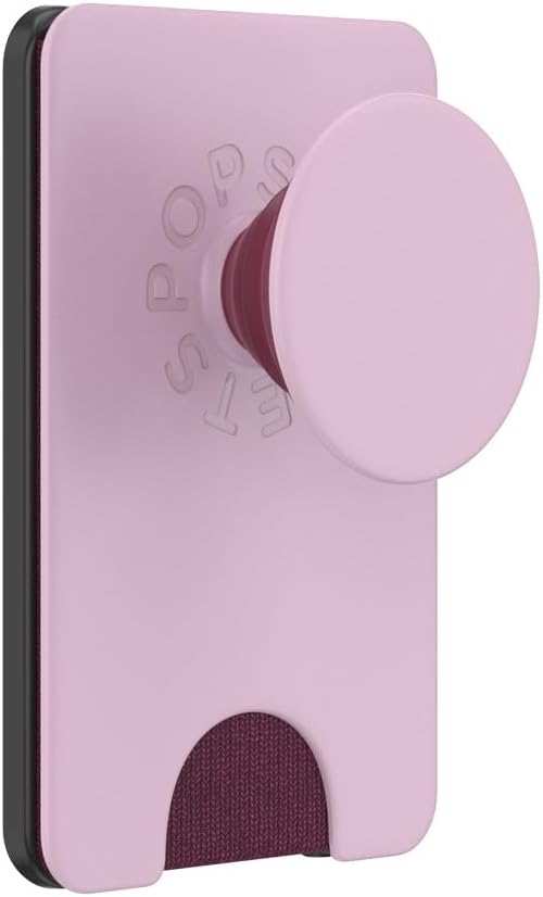PopSockets Phone Wallet with Expanding Grip and Adapter Ring for MagSafe, Phone Card Holder, Wireless Charging Compatible, Wallet Compatible with MagSafe - Blush Pink