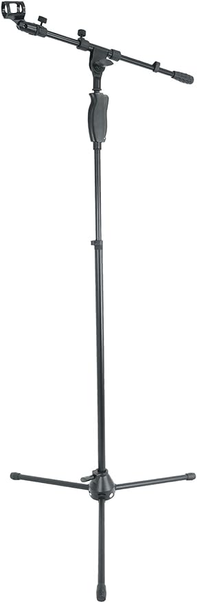 Rockville RVMIC3 V2 Portable Adjustable Tripod Boom Mic Stand for Singers & Musicians, Quick Release Clutch, Sturdy All-Metal, 25"-46.5" Telescopic Boom, Foldable, 6.7 lbs