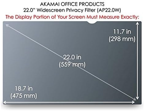 22 inch Computer Privacy Screen (16:10) - Black Security Shield - Desktop Monitor Protector - UV & Blue Light Filter by Akamai (22.0 inch Diagonally Measured, Black)