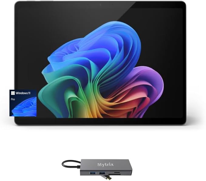 Microsoft Surface Pro 11 Copilot+ PC with 11-in-1 Hub, 13 OLED 4K, Touchscreen, Snapdragon X Elite, AI-Enhanced Camera, Long Battery Life, Sustainable, 16GB RAM, 2TB SSD, Win 11 Pro, Black (Renewed)