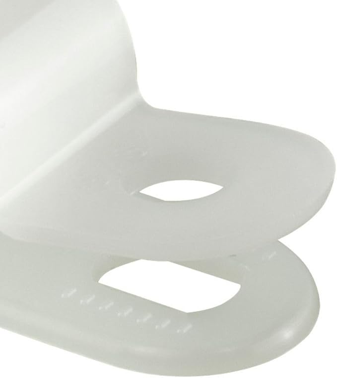 GTSE White Nylon Plastic Cable Clamps, 3/8" Screw Mounts for Cable, Rope, Tube Management, 100 Pack
