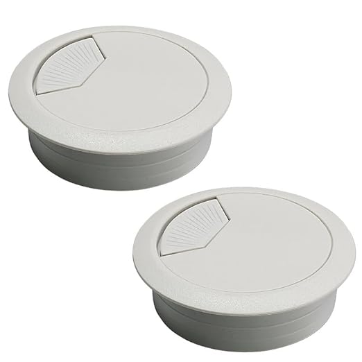 2 Pcs Desk Grommet 2-1/16" / 53 mm, Desk Cord Hole Cover, Cable Grommet ABS Plastic, Desk Hole Grommet for Home & Office Pc, Detachable Adjustable Cable Cord Organizer-Light Grey