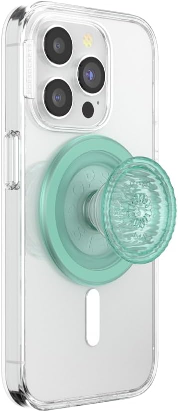 PopSockets Round Phone Grip Compatible with MagSafe, Adapter Ring Included, Phone Holder, Wireless Charging Compatible - Translucent Pool
