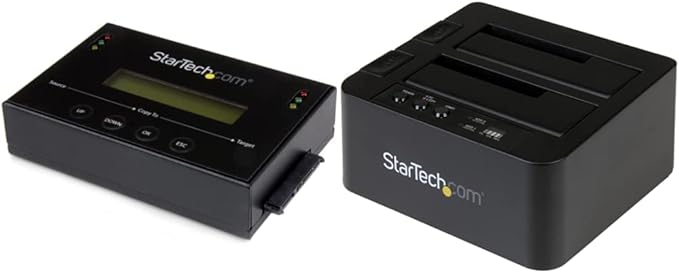 StarTech.com 1:1 Standalone Hard Drive Duplicator with Disk Image Manager for Backup and Restore & .com Standalone Hard Drive Duplicator, External Dual Bay HDD/SSD Cloner/Copier