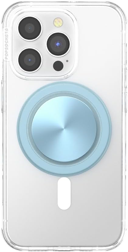 PopSockets Phone Grip for MagSafe with Kickstand, Magnetic Stand, Swappable Top, Secure Hold for iPhone MagSafe Cases, Phone & Tablet Grip -Light Blue