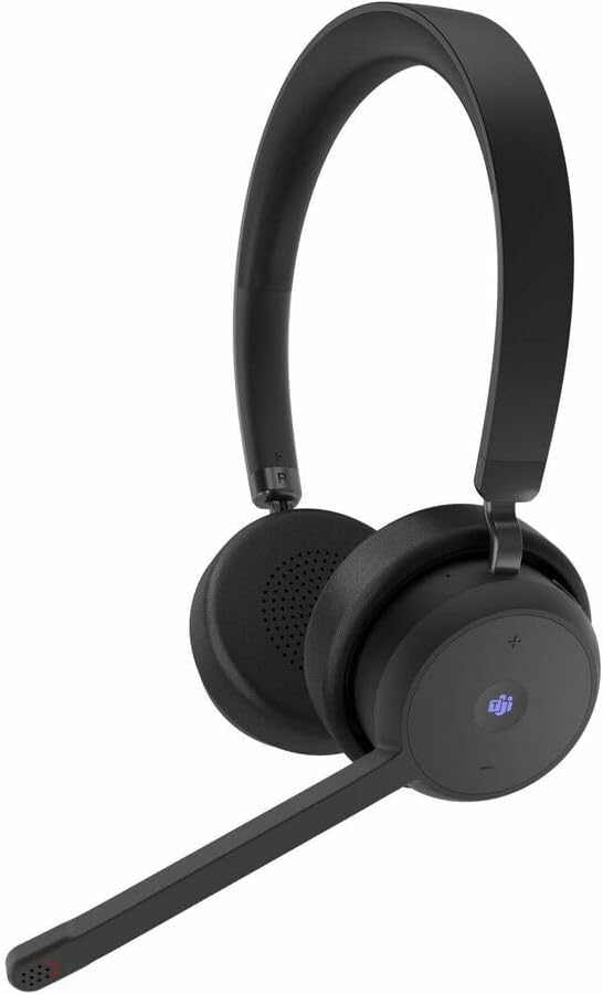Lenovo Wireless VoIP Headset Teams Certified, Noise-Canceling Mic, Bluetooth 5.3 Multipoint, USB-A Receiver, 31-Hour Talk & 60-Hour Playback, Lightweight Over-Ear Design, Replaceable Earcups