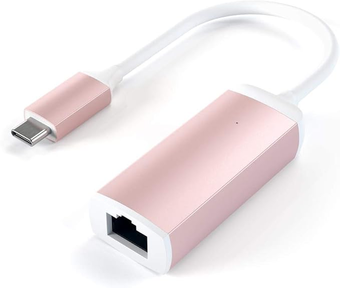 Satechi USB C to Ethernet Cable, Type-C Gigabit Ethernet Adapter, Aluminum Portable Ethernet-to-USB Converter for MacBook Pro/Air, iPad Pro/Air/Mini, Windows Laptop, Compatible with Switch (Rose Gold)