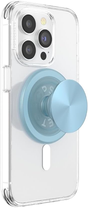 PopSockets Phone Grip for MagSafe with Kickstand, Magnetic Stand, Swappable Top, Secure Hold for iPhone MagSafe Cases, Phone & Tablet Grip -Light Blue