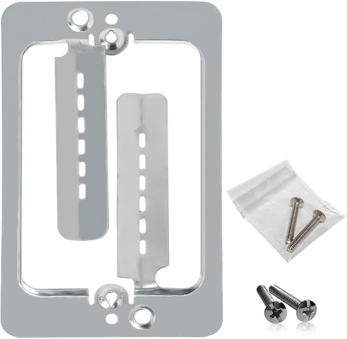 LV1 Low Voltage Mounting Bracket 1 Gang (10 Pack) – Single Gang Drywall Brackets for Fixing Loose Outlets or Adding New Outlet Wall Plates, Telephone Wires, Network Cables, HDMI, Silver