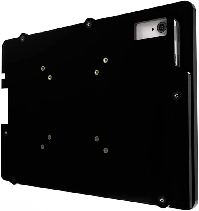 TABcare Anti-Theft Acrylic VESA Enclosure Made for Apple iPad 10 10.9" 2022, iPad 11 11" 2025 with Low Profile Wall Mount Kit & 90-Degree Angle USB C Charge Cable (Black)