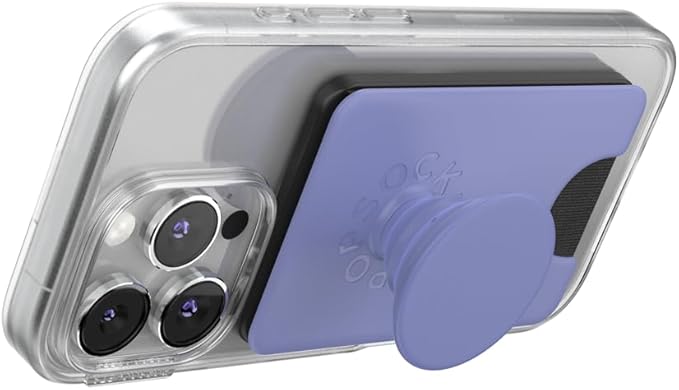 PopSockets Phone Wallet with Expanding Grip and Adapter Ring for MagSafe, Phone Card Holder, Wireless Charging Compatible, Wallet Compatible with MagSafe - Deep Periwinkle