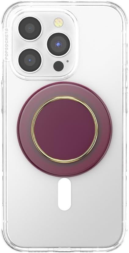 PopSockets Phone Grip for MagSafe with Kickstand, Magnetic Stand, Swappable Top, Secure Hold for iPhone MagSafe Cases, Phone & Tablet Grip - Enamel Red Wine