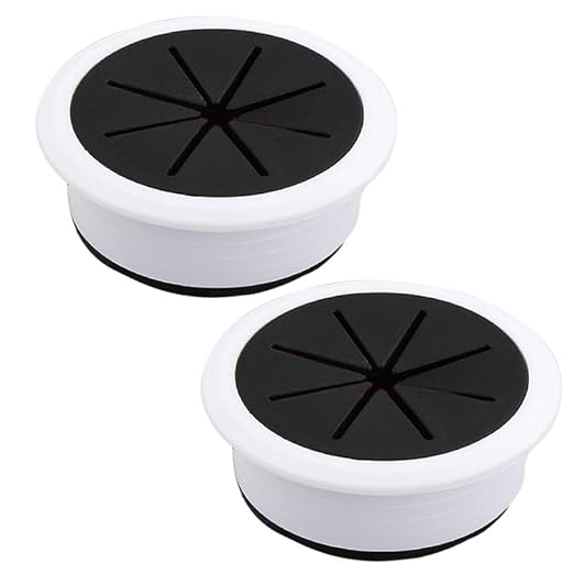 2 Pcs Desk Grommet 2" / 50 mm, Desk Hole Cover for Cables Black and White, Cable Grommet ABS Plastic, Desk Hole Grommet for Home & Office Pc, Detachable Cable Cord Organizer