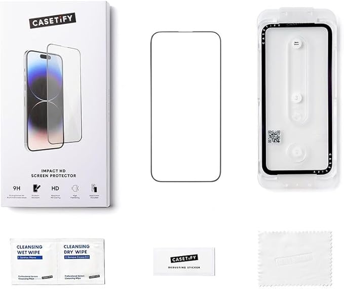 CASETiFY Impact HD Screen Protector [Strengthened 9H aluminosilicate glass, applicator included] for iPhone 15 Pro Max