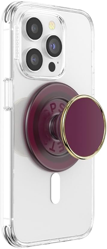 PopSockets Phone Grip for MagSafe with Kickstand, Magnetic Stand, Swappable Top, Secure Hold for iPhone MagSafe Cases, Phone & Tablet Grip - Enamel Red Wine