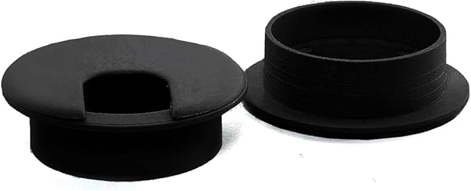 2pcs 2 Inch Desk Wire Cord Cable Grommets Hole Cover for Office PC Desk Cable Cord Organizer Plastic Cover (Black-2Pcs)