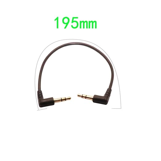 3.5mm Male to Male Audio Cable, Right Angle Auxiliary Cord, 195mm Length, 2-Pack, Gold-Plated Connectors