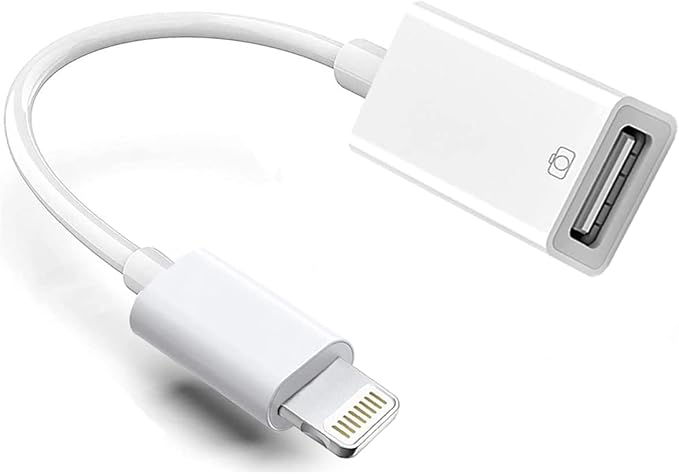 Lightning to USB Camera Adapter, Apple MFi Certified USB 3.0 OTG Dongle Cord for iPhone 14 13 12 11 X XS XR 8 Plus, iPad to Connect USB Flash Drive, Card Reader, Keyboard, Mouse, Piano, U Disk