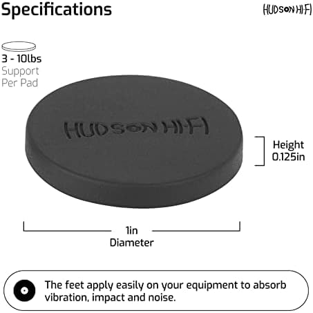 Speaker Isolation Feet – 16-Pack 1" Platinum Silicone Dots by Hudson Hi-Fi – Non-Adhesive, Non-Skid Anti-Vibration Pads for Turntables, Subwoofers, Audio Equipment – 20 Duro
