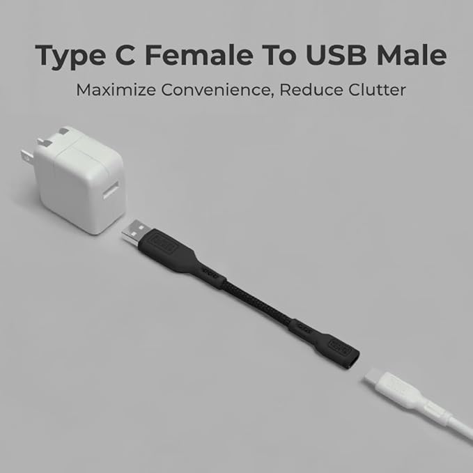 BLACK+DECKER USB C to USB Adapter [2 Pack], Type C Female to USBA Male OTG Cable USBA to USBC Adapter Apple Compatible with MacBook Pro/Air, iPhone 16/15 Series, Samsung Galaxy S24/S23/S22, Black