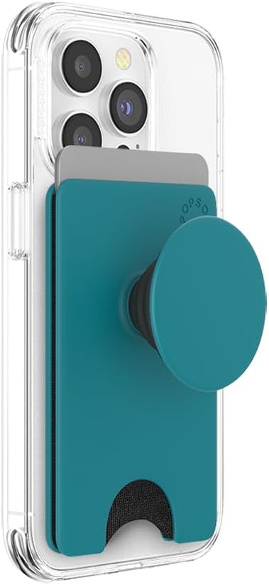 PopSockets Phone Wallet with Expanding Phone Grip, Phone Card Holder, Solid PopWallet - Sea Green