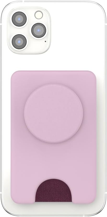 PopSockets Phone Wallet with Expanding Grip and Adapter Ring for MagSafe, Phone Card Holder, Wireless Charging Compatible, Wallet Compatible with MagSafe - Blush Pink
