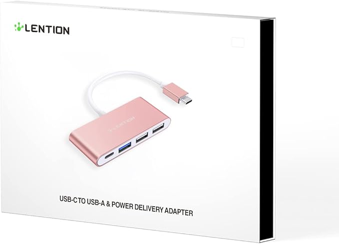 LENTION 4-in-1 USB-C Hub with Type C, USB 3.0, USB 2.0 for 2024-2016 MacBook Pro (M1-M4), iPhone 16-15 New Mac Air/Surface, ChromeBook, More, Multiport Charging & Connecting Adapter (C13, Gold)