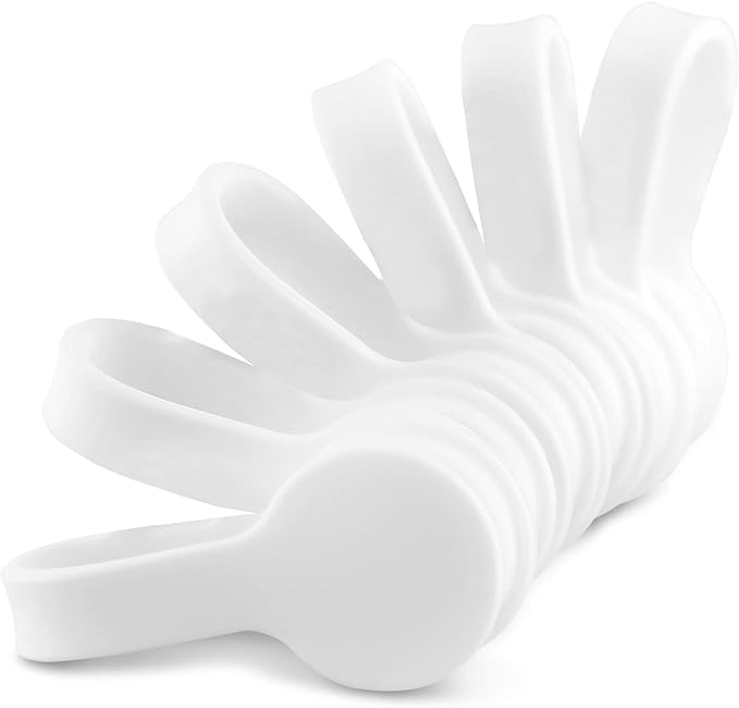 Viaky 6PCS Silicone Cable Straps Reusable Twist Noticeboard Fridge Magnets Ties Earbuds Cord Winder Wrap Bookmark Clips Wire Organizer In Office, Home, School, Kitchen (White)