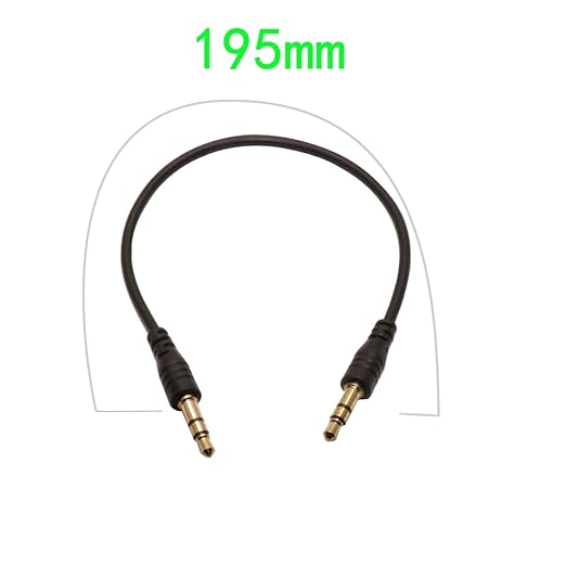 3.5mm Male to Male Audio Cable, 195mm Length, Gold-Plated Connectors, 2-Pack, Black