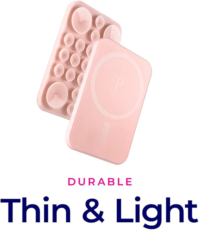 The Clingy Thingy Magnetic Sticky Phone Grip - Removable iPhone Suction Grip for Hands-Free FaceTime - Workouts, Influencers & Content Creator Essentials, Compatible with iPhone 12-16 (Pink Champagne)