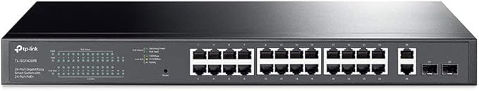 TP-Link TL-SG1428PE 24 Port Gigabit PoE Switch Easy Smart Managed 24 PoE+ Port @250W w/ 2 UL Gigabit Ports + 2 SFP Slots PoE Auto Recovery QoS, Vlan, IGMP & LAG