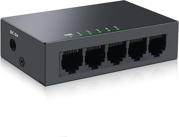 SODOLA 5 Port Gigabit Ethernet Switch|Mini Metal Housing Switch|Plug&Play|Fanless Design| Desktop Ethernet Splitter |Quiet Unmanaged Network Switch
