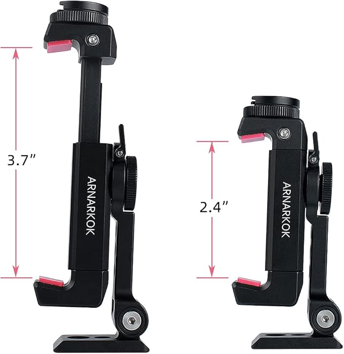 Metal Phone Tripod Mount w Rotatable Cold Shoe for Micphone Easy Use,Compatible with iPhone Tripod Adapter, Cell Phone Mount Holder,Hot Video Creater Vlogging Rig