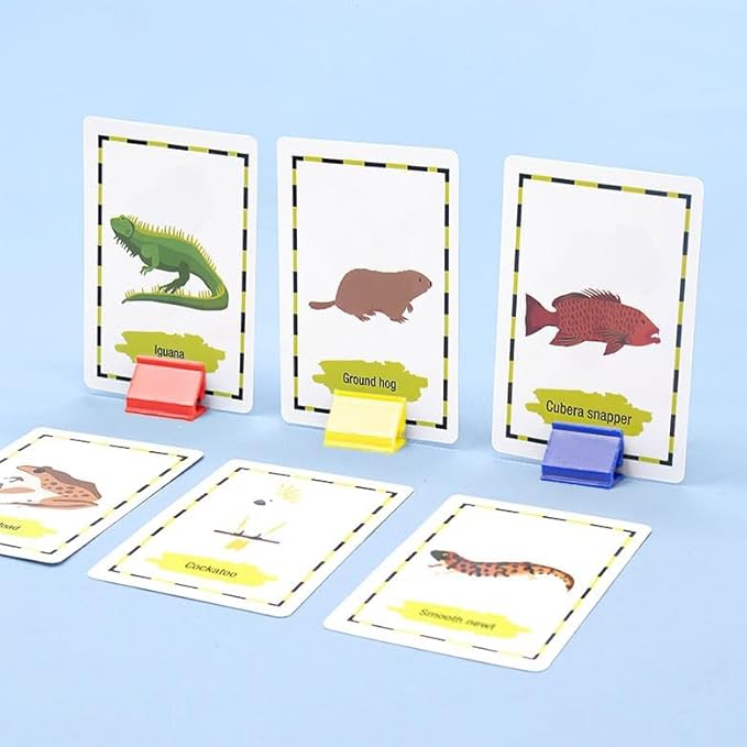 120 PCS Plastic Game Card Stands Colorful Blank Board Markers Holder for Price Tags Menus Labels Party Favor Supplies 6 Colors