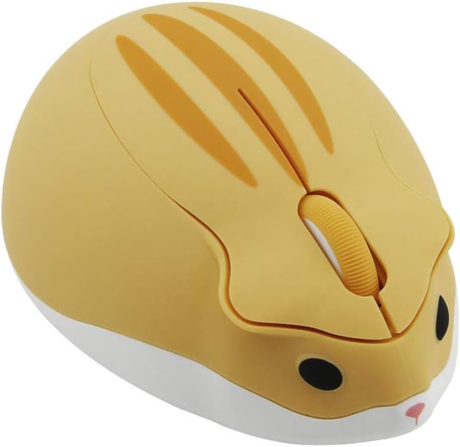 2.4GHz Wireless Mouse Cute Hamster Shape Less Noice Portable Mobile Optical 1200DPI USB Mice Cordless Mouse for PC Laptop Computer Notebook MacBook Kids Girl Men Women Adults Gift (Yellow)