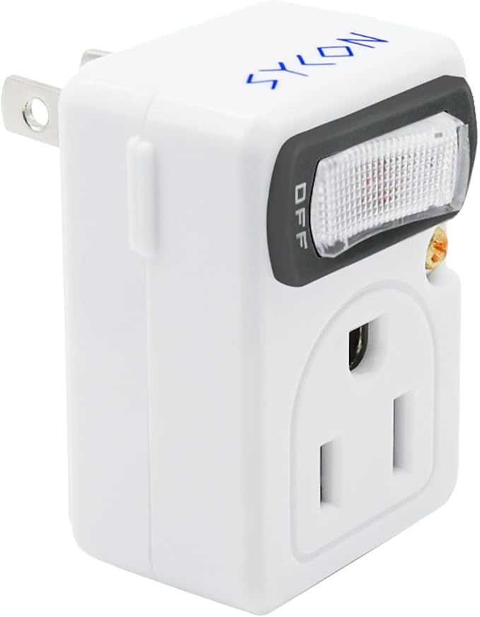 SYCON Adapter Outlet Extender with Night Light, Wall Outlet with Switch on off, Outlet Splitter with 2 Outlets