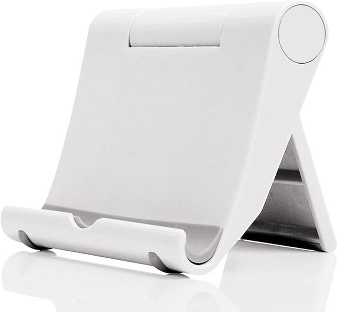 Cell Phone Stand for Desk Foldable Cell Phone Holder Desk Tablet Holder Mobile Phone Dock, Multi-Angle Universal Adjustable Tablet Dock Compatible with Most Cell Phones (White)
