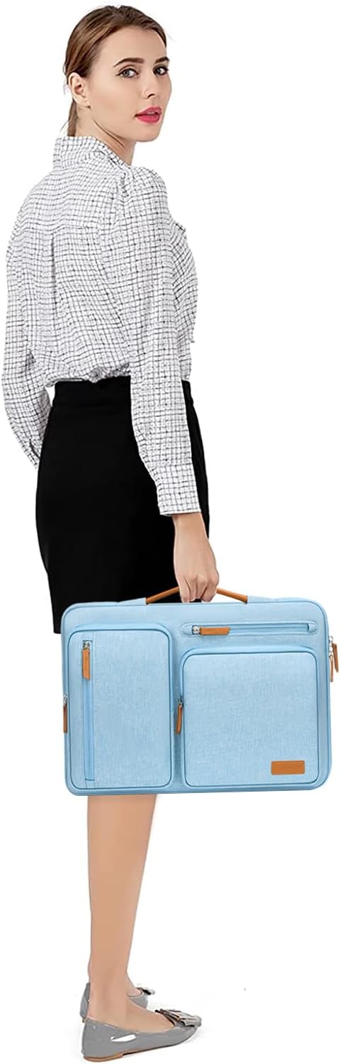 MOSISO 360 Protective Laptop Case 15 inch, 15 inch Laptop Sleeve Compatible with MacBook Air M4 M3 M2 2025 2024 2023, Dell XPS Plus, Side Open Carrying Case with 4 Zipper Pockets&Handle, Air Blue
