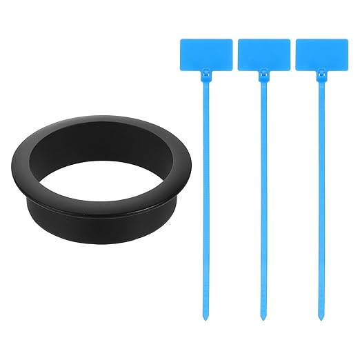 uxcell Desk Grommet, 2-3/16" (55mm) Zinc Alloy Cable Hole Cover Wire Cord Organizer with Marked Cable Ties for Home Office Desktop Wire, Black