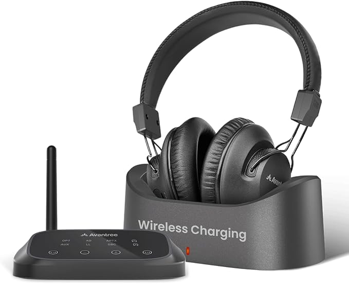 Avantree HT5009 Plus - Ultra Comfortable Wireless Headphones for TV Watching, 60h Playtime, Clear Voice & Enhanced Volume for Seniors & Hard of Hearing, Compatible with Samsung, LG & Other TVs