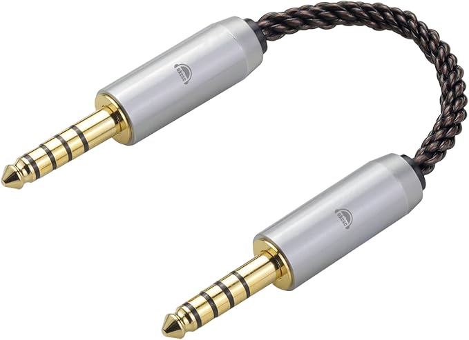 okcsc 4.4MM Male to 4.4MM Male Ultra Short Hifil Male to Male AUX Audio Cable OFC Pair Recording Cable Wire-Breakage-Prevention Design Adoption of 8-Core Braided Structure 5.82 inch