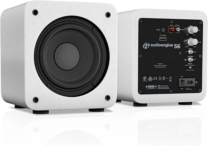 Audioengine S6 210W Compact Powered Mini Subwoofer- Powerful Bass in a Small Package - Great for Desktops, Apartments, Offices and Gaming Setups