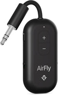 AirFly Pro 2 – Bluetooth Adapter for Airplane, Pair 2 AirPods or Wireless Headphones – 3.5mm AUX Bluetooth Transmitter and Receiver for Cars, Boats, Treadmills, TVs– Airplane Travel Essentials, Black