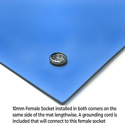 RubberStat Dual Layer ESD Compliant Workstation Rubber Table Mat Kit, Soldering, Cell Phone Repair, with Wrist Strap Set and Ground Cord - 48"x72" Royal Blue
