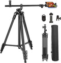 Phone Tripod, Arsoer 67" Adjustable Height Tripod with Horizontal Column and Removable Clip Mount for Overhead Shot, 360° Rotation Stand with Wireless Remote/Carry Bag for iPhone/Webcam
