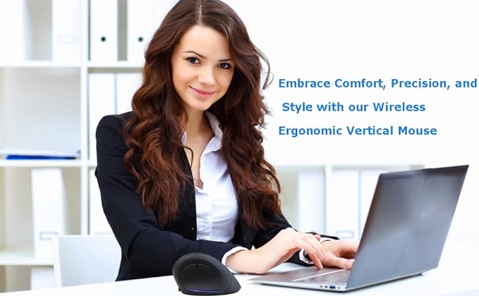 Wireless Mouse Ergonomic Vertical Mouse for Large Hands Rechargeable Big Quiet Silent Ergo Blue LED Light 3600DPI Carpal Tunnel Comfortable Cordless Mice for PC Laptop Computer Macbook Office Gift